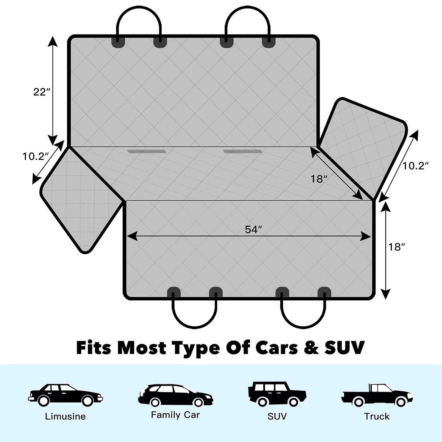 Dog Car Seat Cover Waterproof Dog Hammock Car Dog Car Blanket Mats Case for Rear Back 2 in 1 for Trunk Dog Car Protector