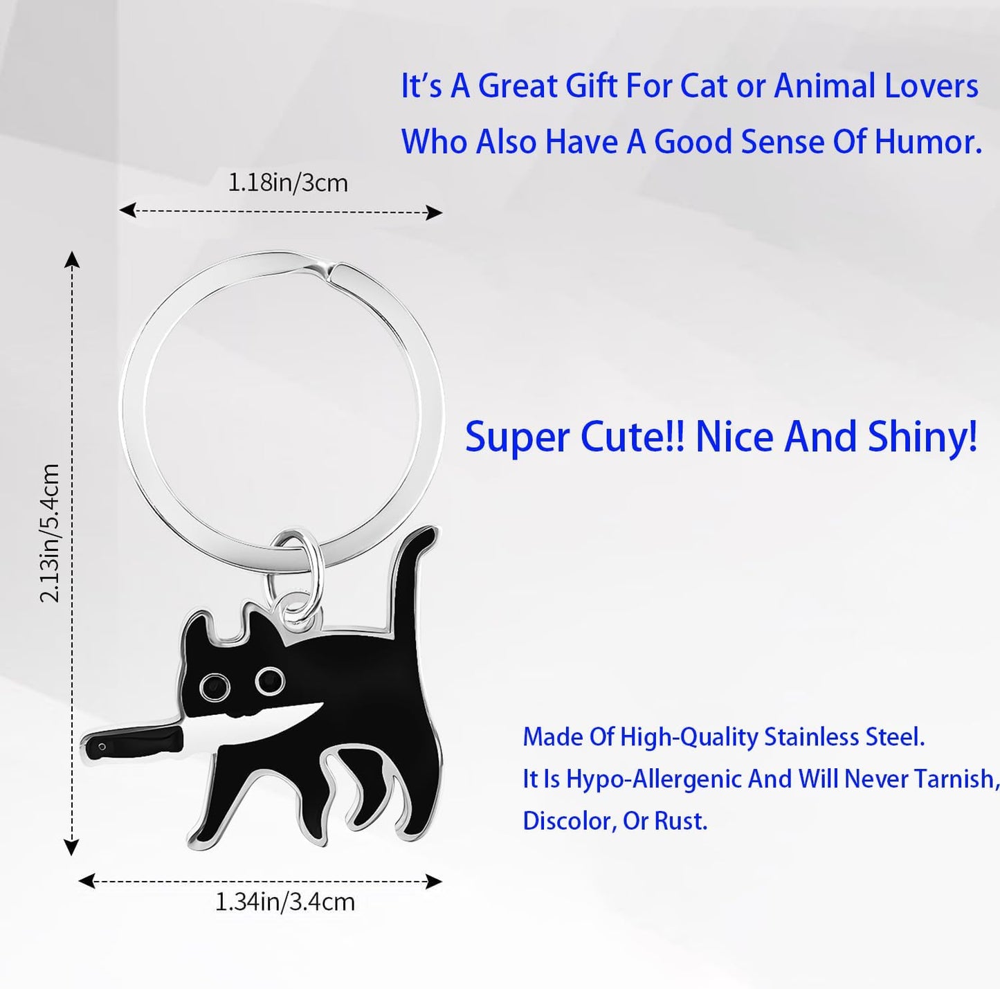 Keychain Cat Lover Gifts for Women Men Black Cat Stuff Keyring for Cat Dad Mom Cool Stuff Cat Decor Funny Halloween Basket Christmas Gifts for Cat Lovers Teen Boys Teen Girls Stocking Stuffers