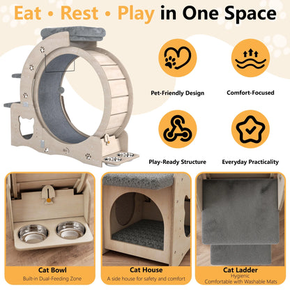 7-In-1 Cat Exercise Wheel, 40" Cat Running Wheel for Indoor Cats