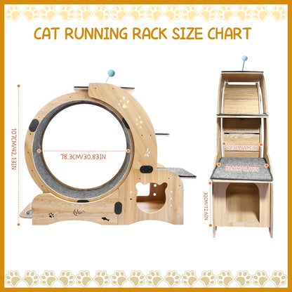 Pawspint 6-In-1 Cat Exercise Wheel, Upgraded Indoor Cat Running Wheel with Silent Track, Large Cat Treadmill for Exercise & Play, Cat Walking Wheel, Cat Furniture & Cat Toy