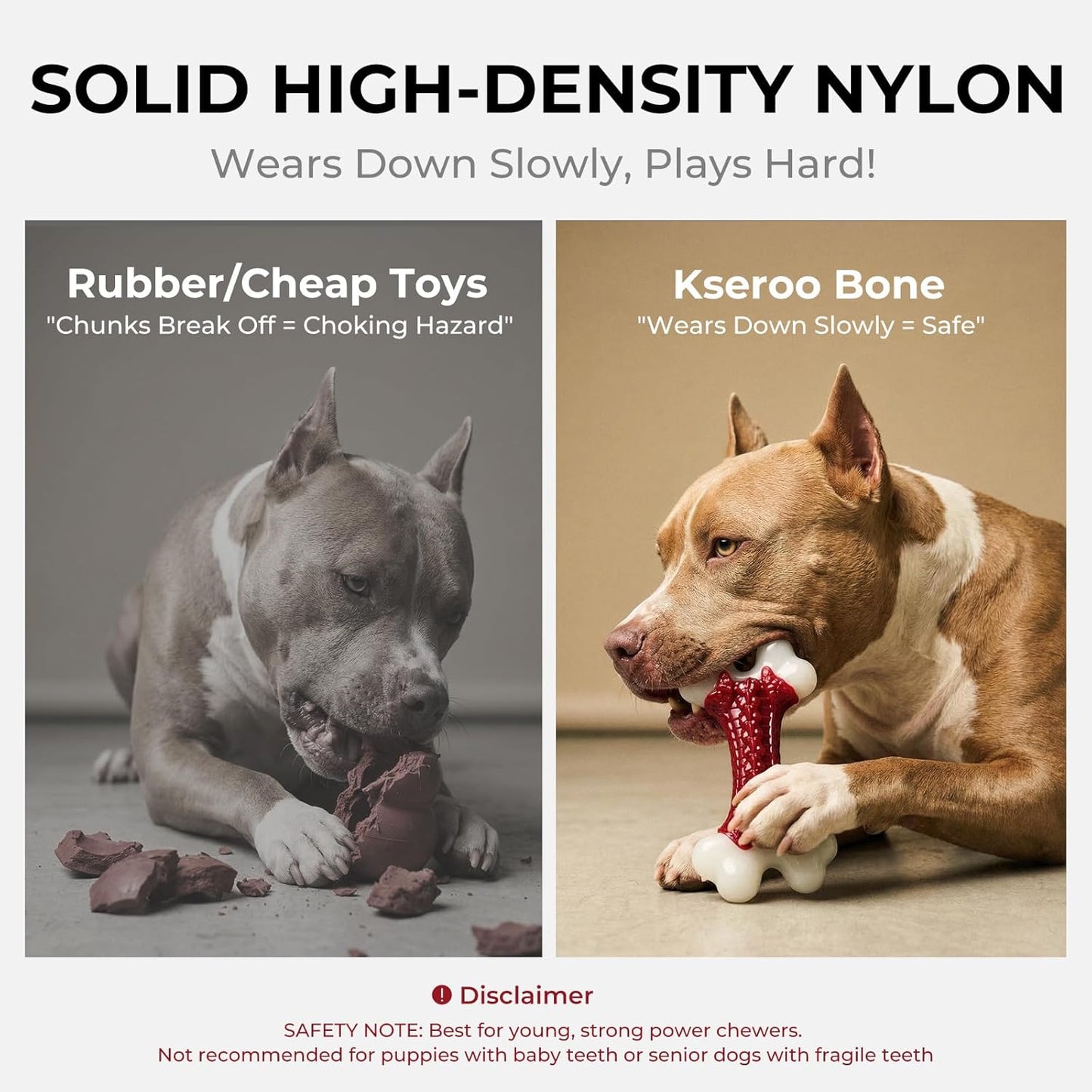 10-Pack Dog Chew Toys, Red, Beef Flavored, Large Dogs | Indestructible for Aggressive Chewers, Hard Nylon Bone, Tough Chew Toys, Keeps Dogs Busy, Medium to Large Breed