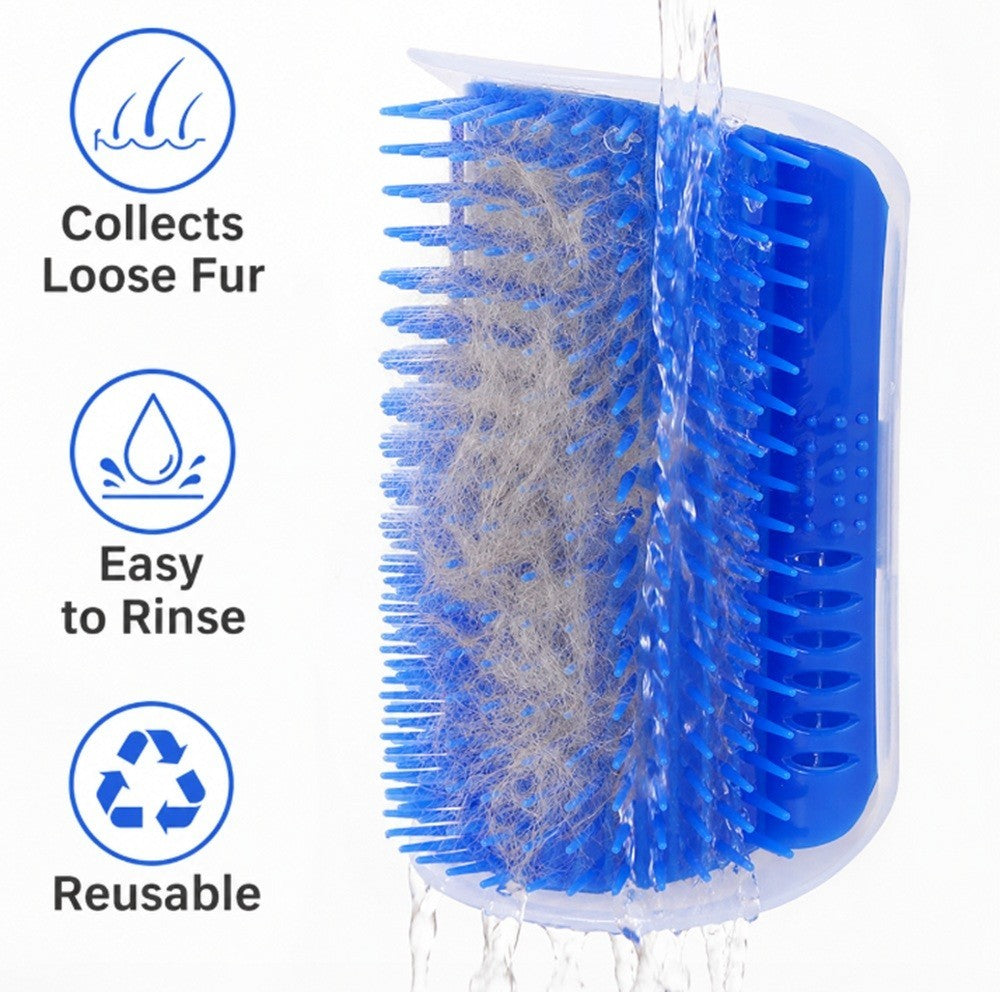 Cat Self Groomer Wall Brush Corner Face Scratcher Massage Comb Catnip Holder