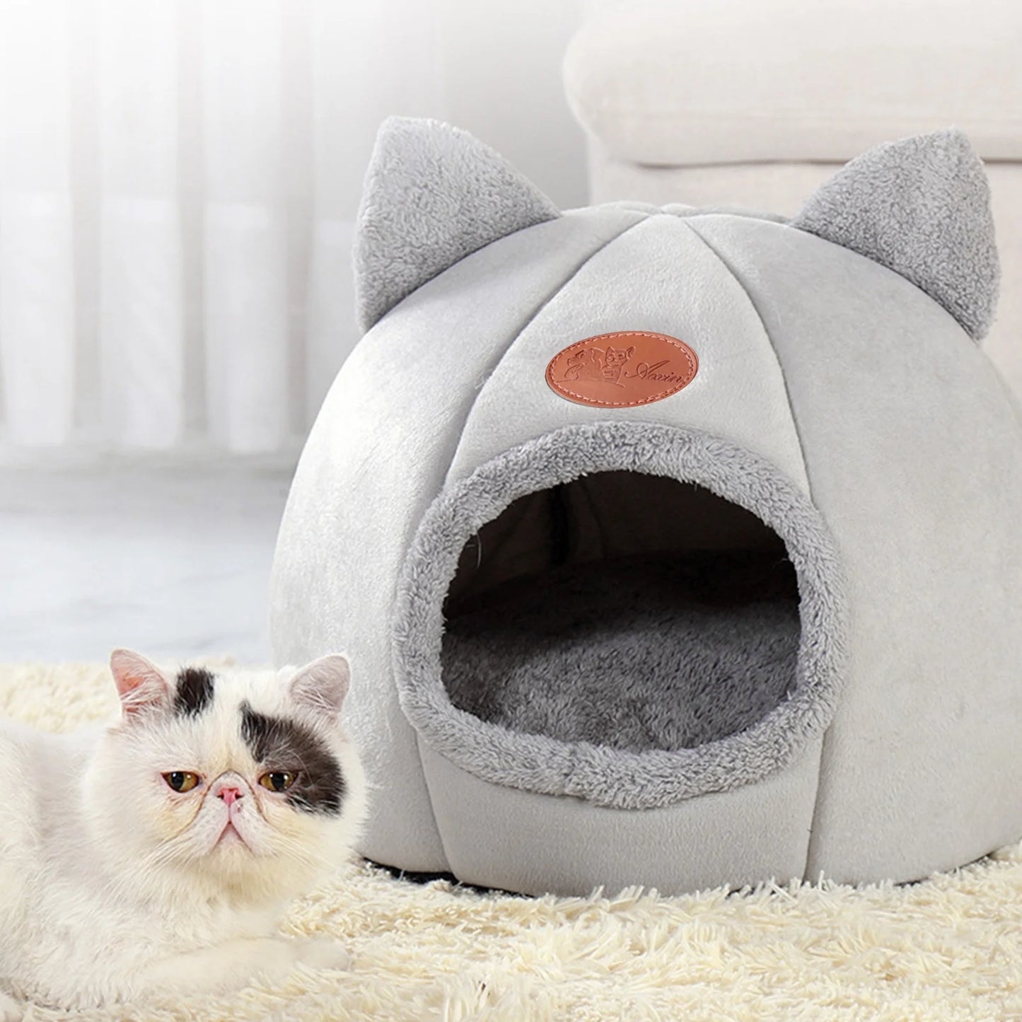 Warm Pet Cave Indoor Cat House Soft Cat Tent Bed Cute Cat Cubby Cozy Dog House Bed Pet Supplies 2025