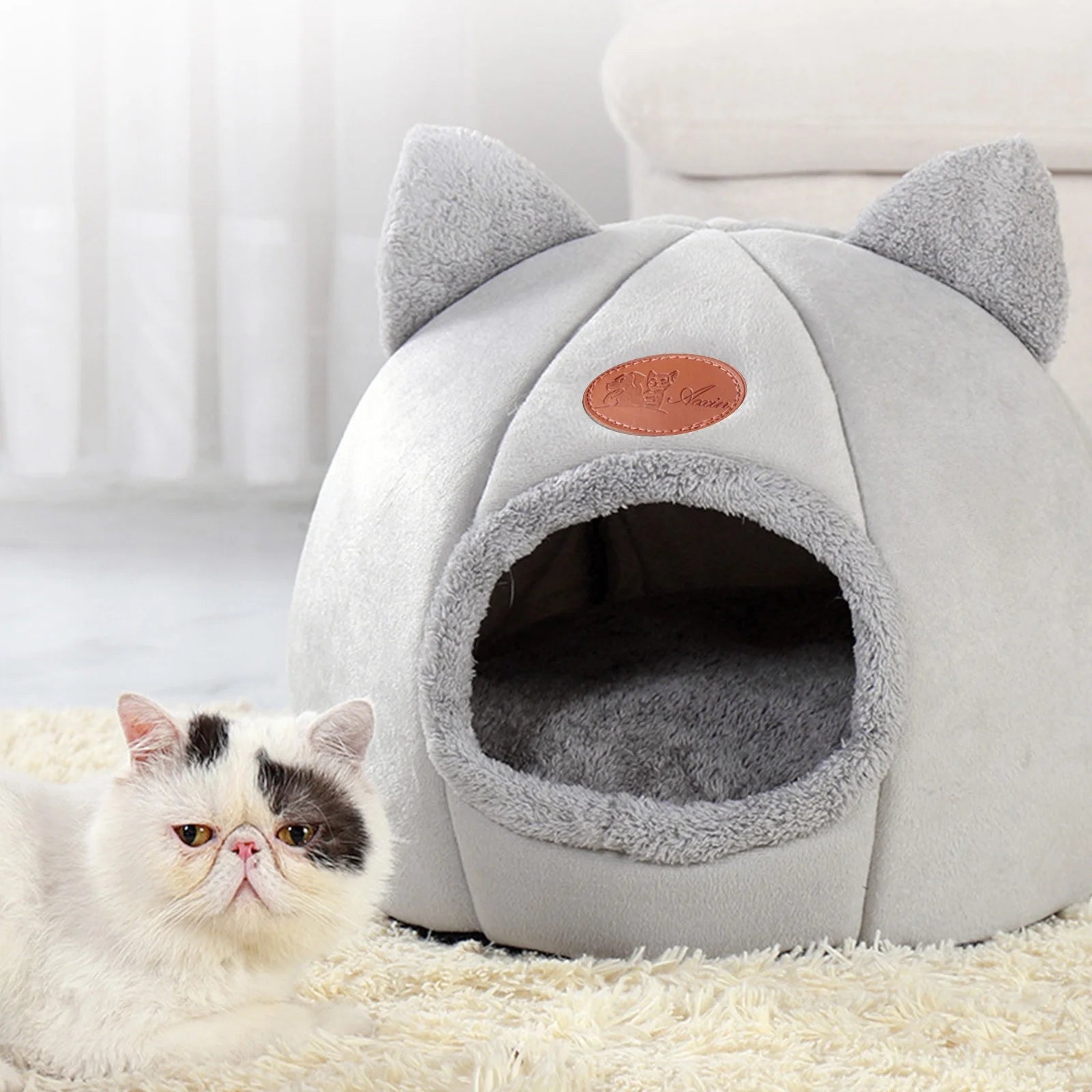 Warm Pet Cave Indoor Cat House Soft Cat Tent Bed Cute Cat Cubby Cozy Dog House Bed Pet Supplies 2025