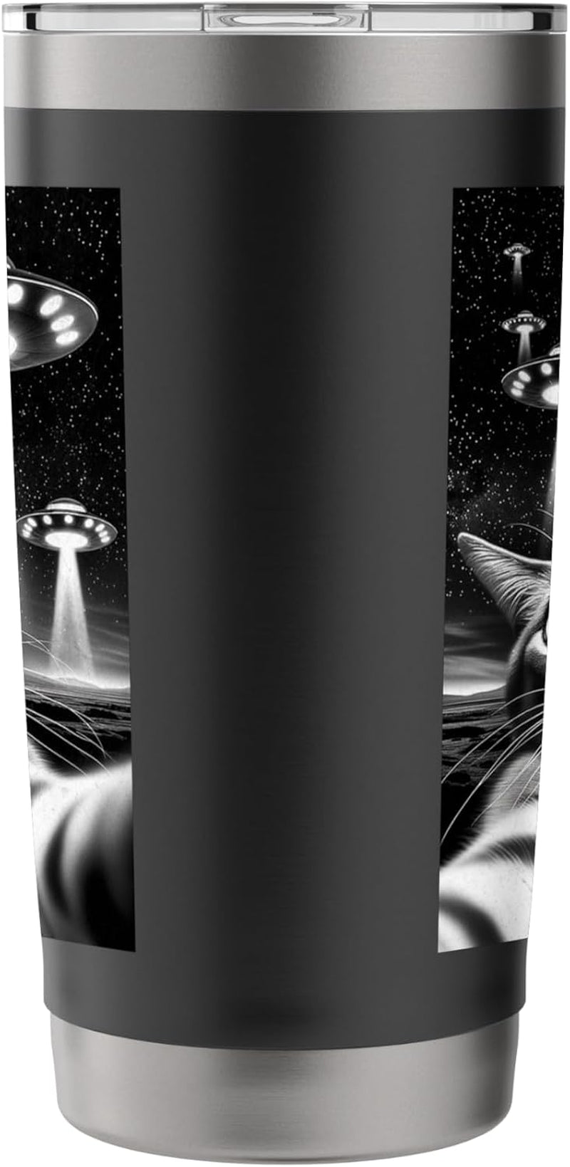 Cat UFO | Funny Invasion Meme Retro Alien Cat UFO Selfie Stainless Steel Insulated Tumbler