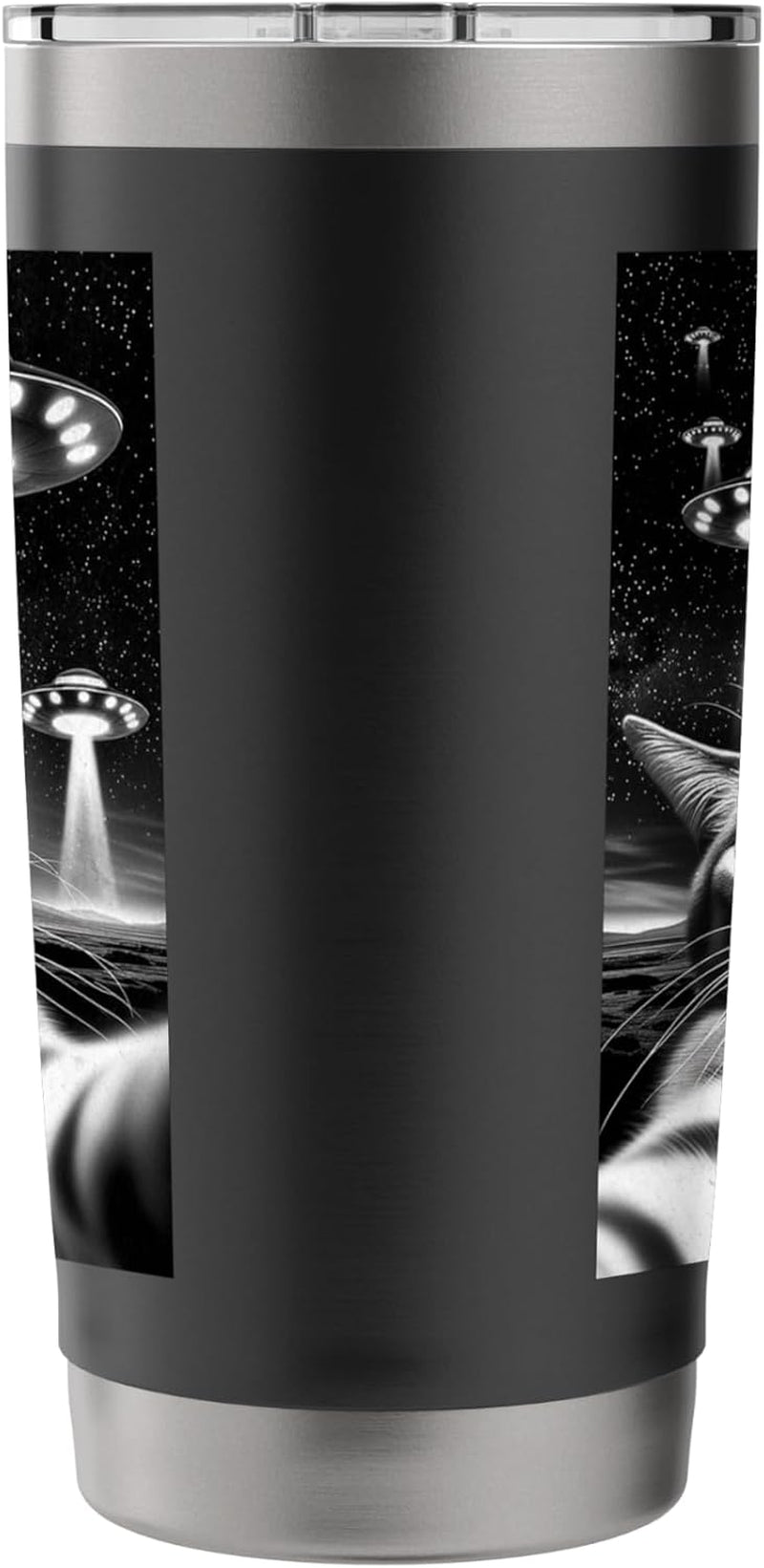 Cat UFO | Funny Invasion Meme Retro Alien Cat UFO Selfie Stainless Steel Insulated Tumbler