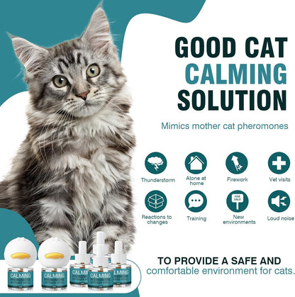 Cat Calming Diffuser 8 in 1 Multicat Pheromone Diffuser Pheromones to Calm Stress and Anxiety Relief Products Plug in Refill anti Aggression for Cats Spraying No More Stop Cat from Urinating, Blue