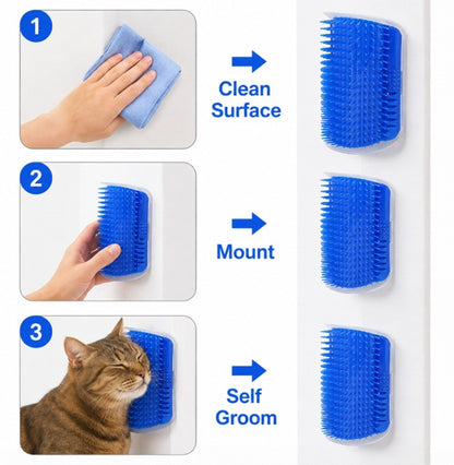Cat Self Groomer Wall Brush Corner Face Scratcher Massage Comb Catnip Holder