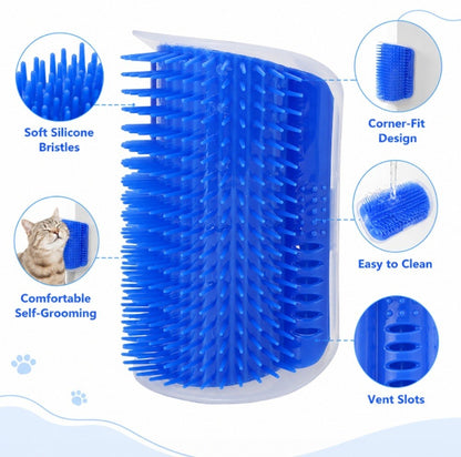 Cat Self Groomer Wall Brush Corner Face Scratcher Massage Comb Catnip Holder