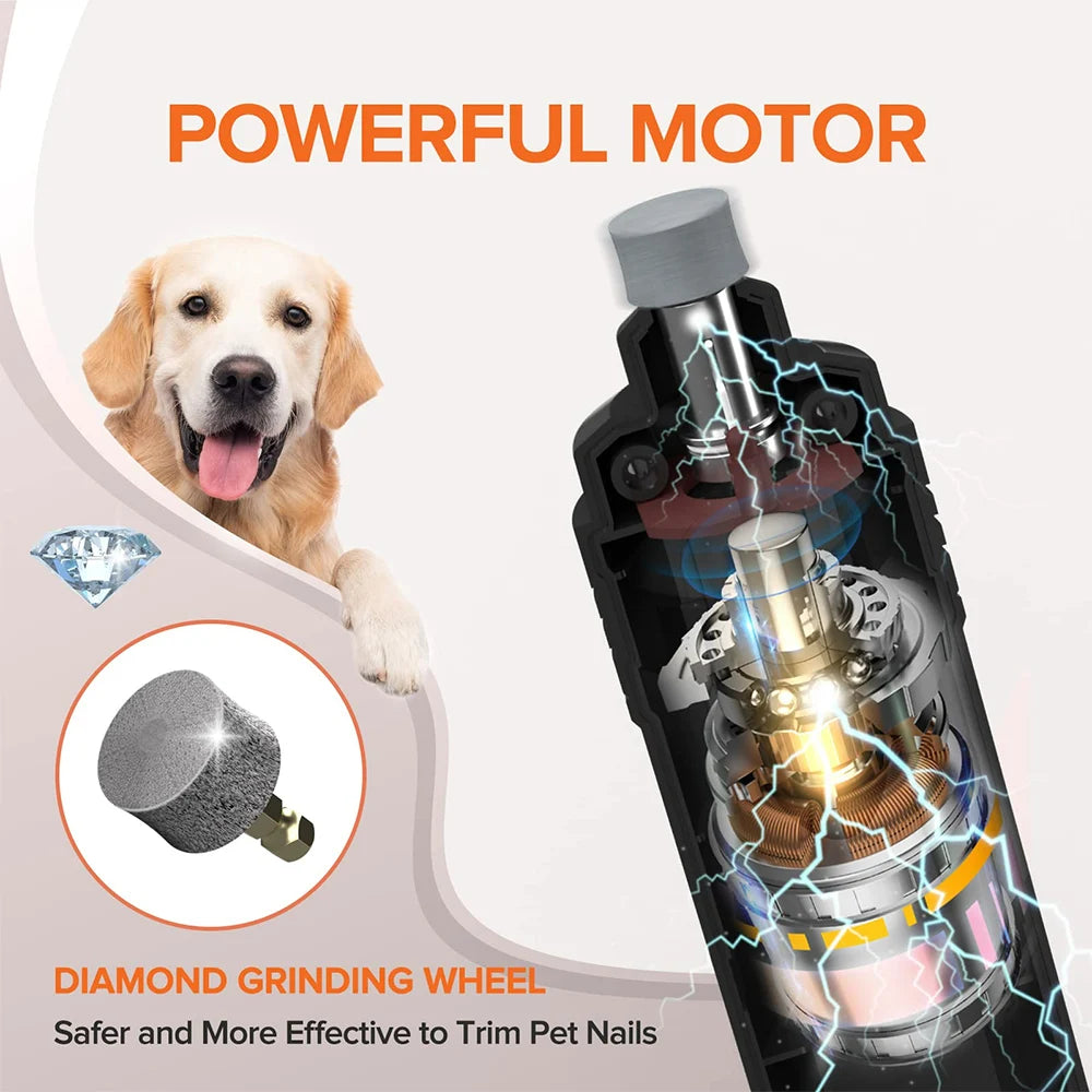 Electric Pet Nail Clippers USB Rechargeable Quiet with Lights Cat Paws Nail Grooming Trimmer Tools for Cats Dogs Paw Grinder