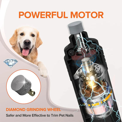 Electric Pet Nail Clippers USB Rechargeable Quiet with Lights Cat Paws Nail Grooming Trimmer Tools for Cats Dogs Paw Grinder