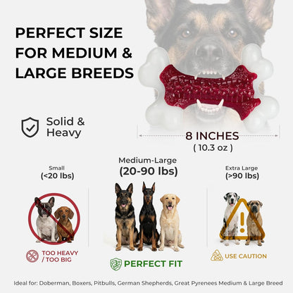 10-Pack Dog Chew Toys, Red, Beef Flavored, Large Dogs | Indestructible for Aggressive Chewers, Hard Nylon Bone, Tough Chew Toys, Keeps Dogs Busy, Medium to Large Breed