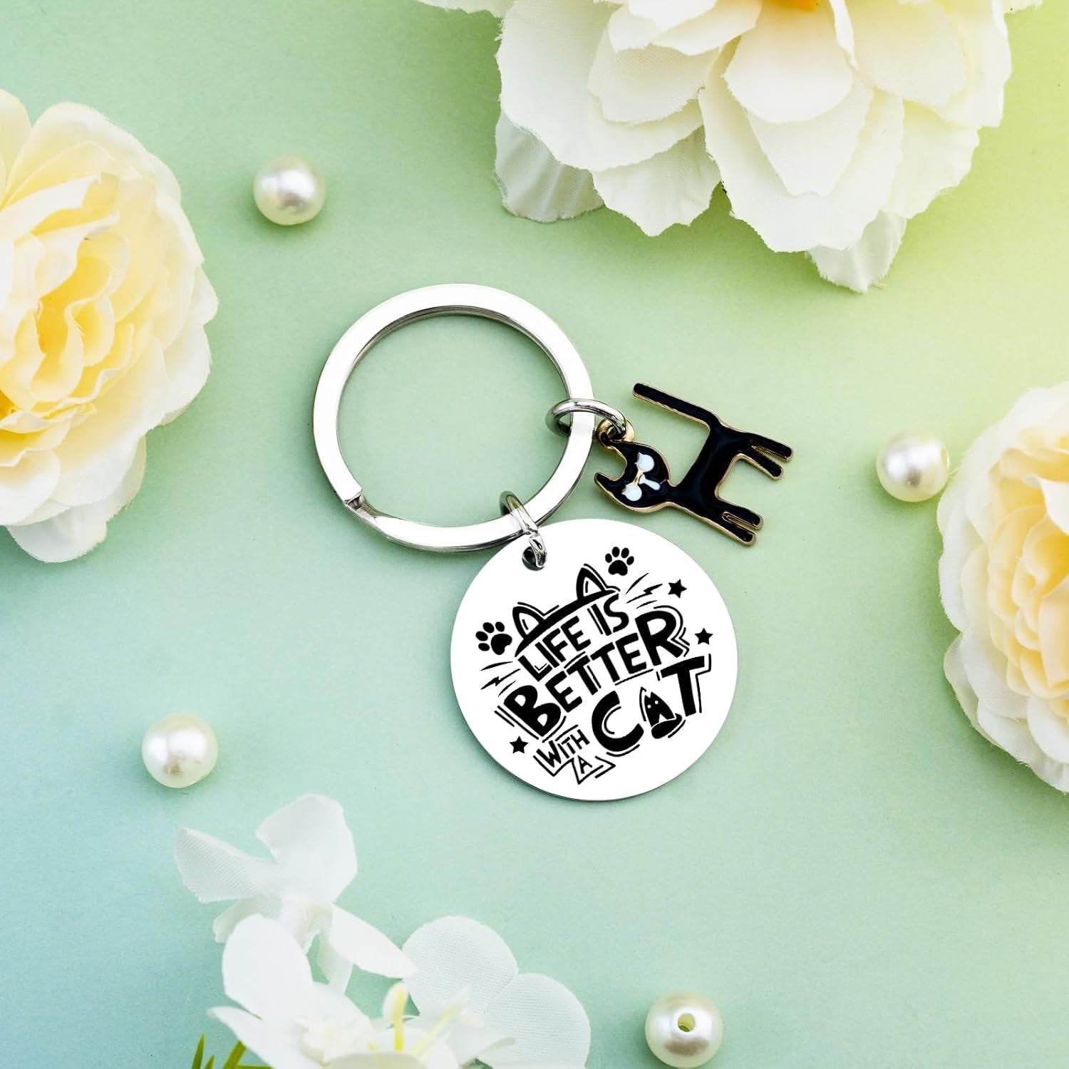 Cat Mom Keychain Black Cat Gifts for Cat Lover | Cat Mom Gift Cat Lover Keychain Pet Owner Gift Gifts for Cat Lovers Cat Accessories Funny Cat Gift
