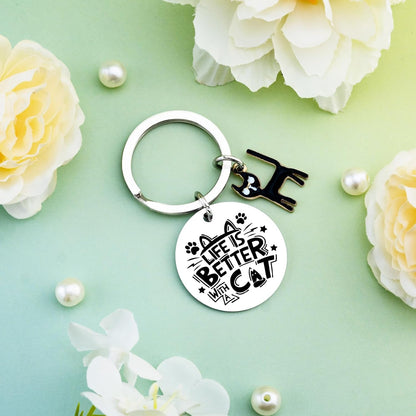 Cat Mom Keychain Black Cat Gifts for Cat Lover | Cat Mom Gift Cat Lover Keychain Pet Owner Gift Gifts for Cat Lovers Cat Accessories Funny Cat Gift