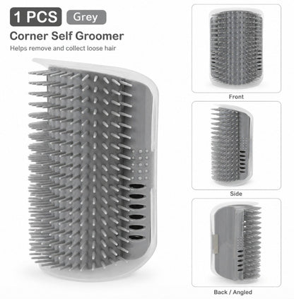 Cat Self Groomer Wall Brush Corner Face Scratcher Massage Comb Catnip Holder