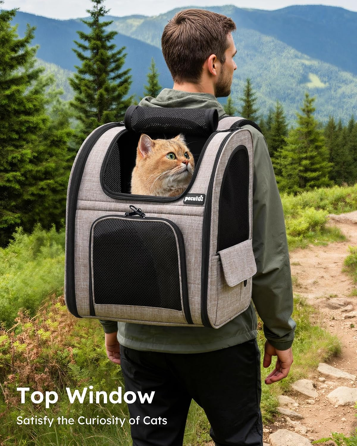 Cat Backpack Expandable, Cat Backpack for Cat with Breathable Window | Durable Oxford Cloth, Lockable Zipper,Use for Pet under 11 Lbs to Travel