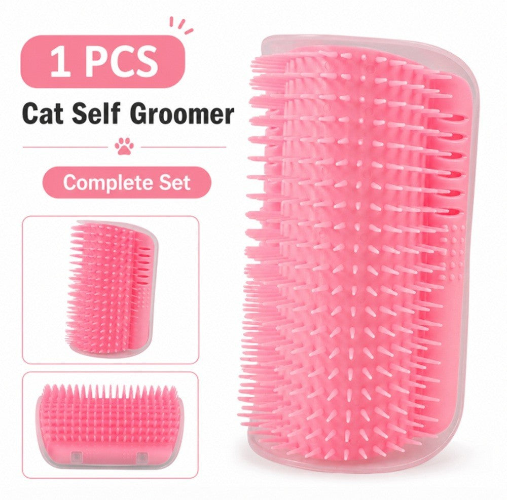 Cat Self Groomer Wall Brush Corner Face Scratcher Massage Comb Catnip Holder