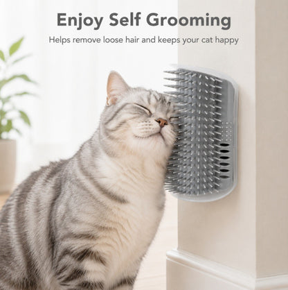 Cat Self Groomer Wall Brush Corner Face Scratcher Massage Comb Catnip Holder