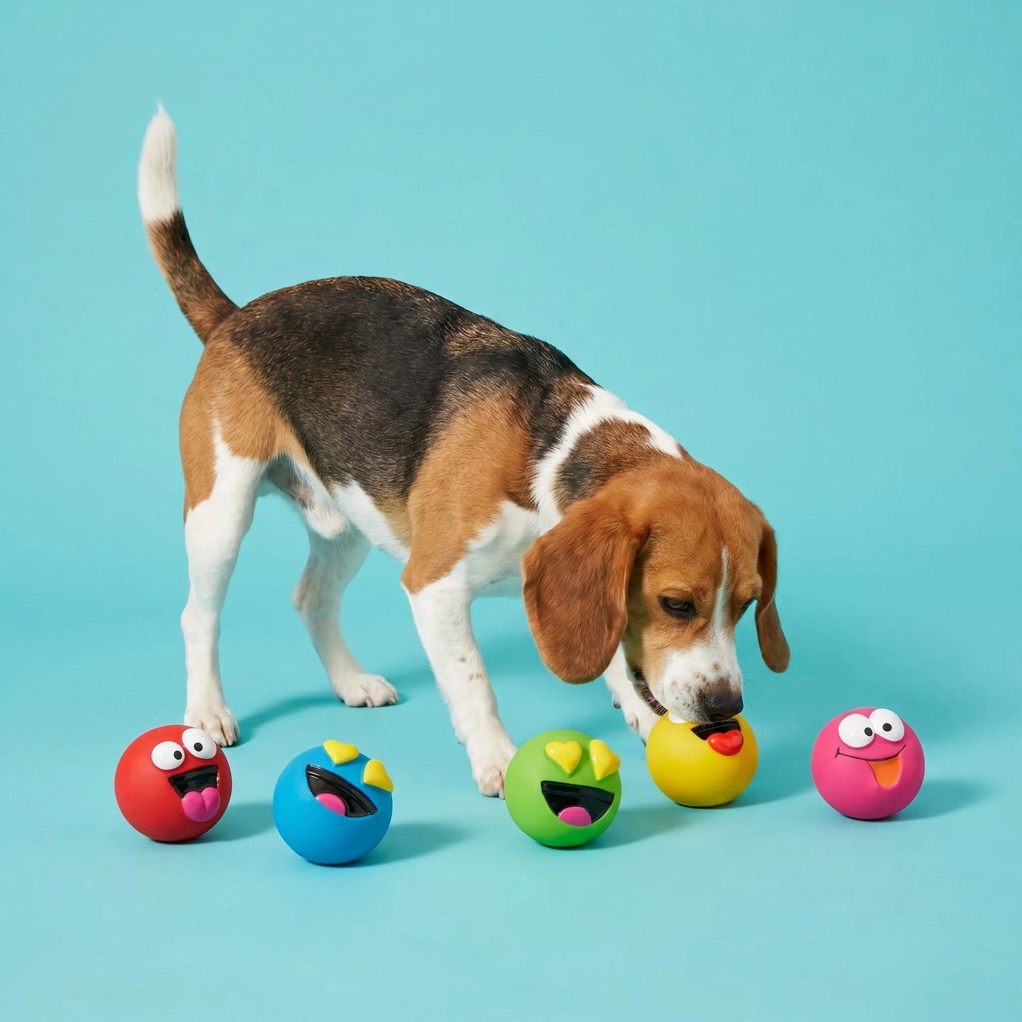 Multicolor Emoticon Latex Dog Toys with Squeakers, Chew Level 2, 5 Count