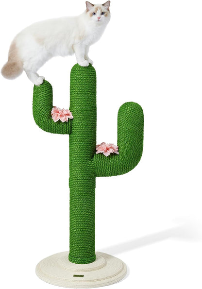 Cat Scratching Post, Cactus Scratch Posts for Indoor Adult Cats Kittens, 41.3 Inches Large Jute Cat Scratcher, Extra Large Cat Scratcher, Durable Cat Scratch Tree for Active Cats | Durable Large Jute Cat Scratcher, Tall Cat Tree for Active Cats Climbing, Scratching, Protect Furniture