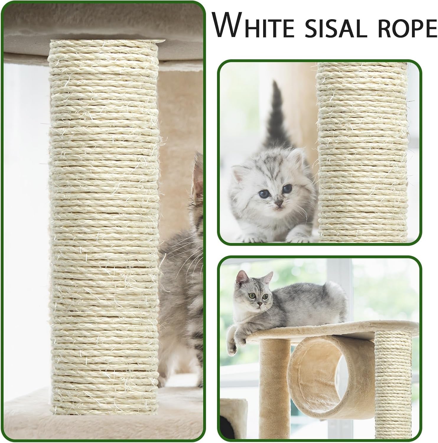 Cat Sisal Rope 164-Feet 4Mm for Scratcher Repair and Replace Scratching Post, DIY Hemp Twine Rope for Cat Tree Tower Carpet Mat Kicker House, Pet Toy, and Crafts Gardening Home Decorating