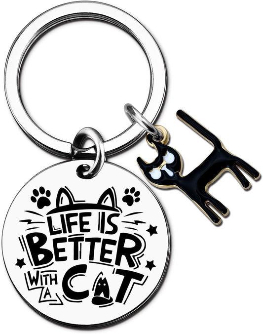 Cat Mom Keychain Black Cat Gifts for Cat Lover | Cat Mom Gift Cat Lover Keychain Pet Owner Gift Gifts for Cat Lovers Cat Accessories Funny Cat Gift