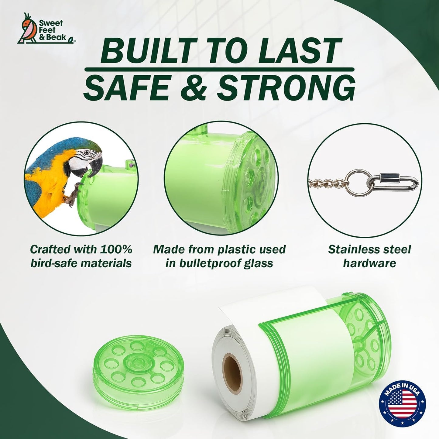 Shred Master, Small, 2.5" Plastic Bird Shredding Toy | Pull & Shred Paper Roll, Durable Bird-Proof Design, Treat Fillable, Quick Link Hanger, Bird Training Toys for Parrots, Macaws