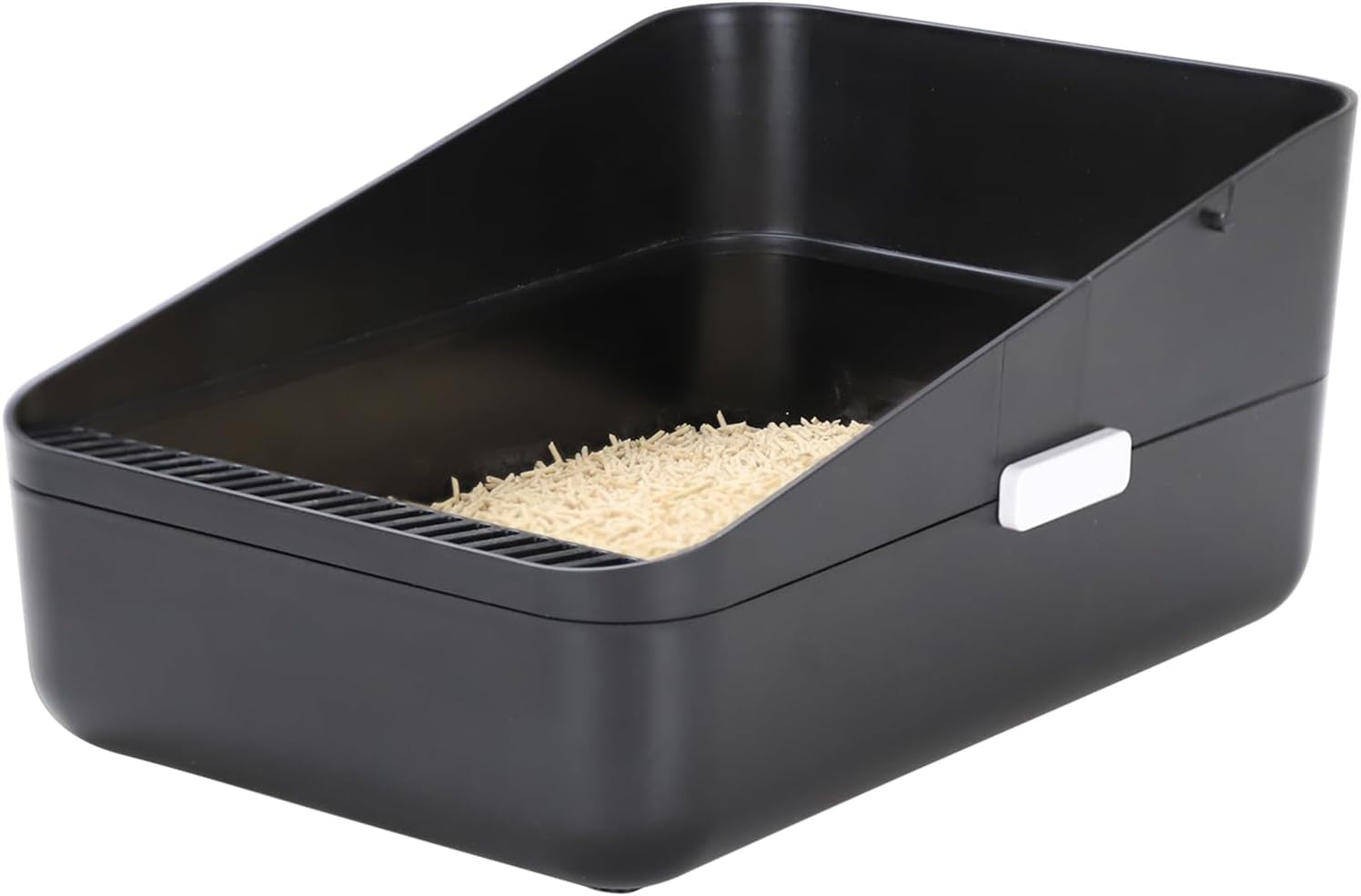 Small Cat Litter Box: Leak Resistant Removable Tray Modern Style | Cats under 8 Lbs/ anti Tracking Pedal / Easy Cleaning / Apartment Friendly/ Minimalist Black Look
