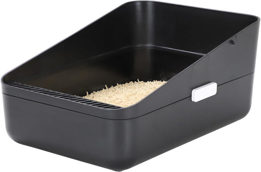 Small Cat Litter Box: Leak Resistant Removable Tray Modern Style | Cats under 8 Lbs/ anti Tracking Pedal / Easy Cleaning / Apartment Friendly/ Minimalist Black Look
