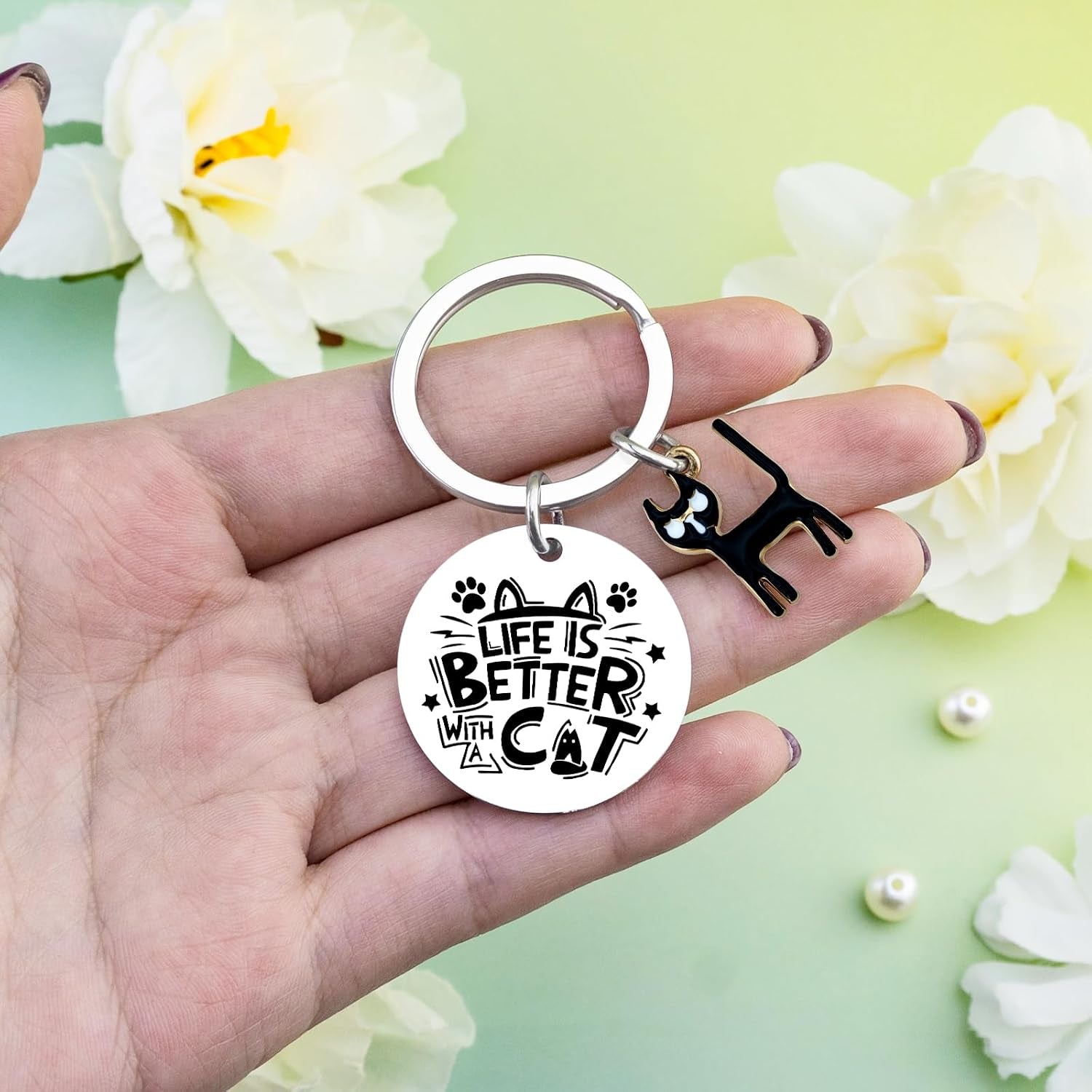 Cat Mom Keychain Black Cat Gifts for Cat Lover | Cat Mom Gift Cat Lover Keychain Pet Owner Gift Gifts for Cat Lovers Cat Accessories Funny Cat Gift