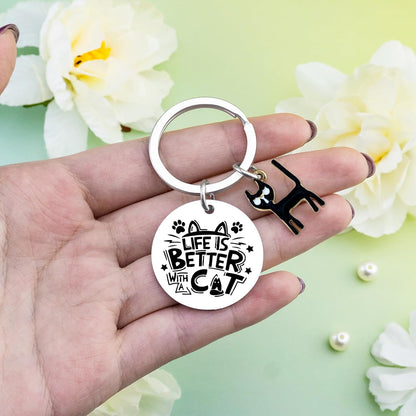 Cat Mom Keychain Black Cat Gifts for Cat Lover | Cat Mom Gift Cat Lover Keychain Pet Owner Gift Gifts for Cat Lovers Cat Accessories Funny Cat Gift