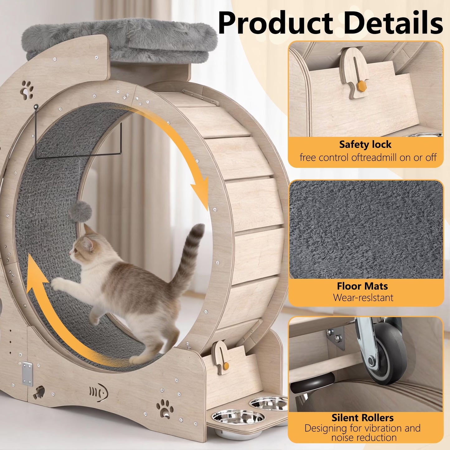 7-In-1 Cat Exercise Wheel, 40" Cat Running Wheel for Indoor Cats