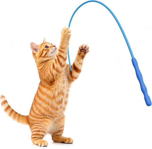 Interactive Cat Toy Silicone Wand Ultra Light Durable Tail Silicone Teaser Wand Cat Toy Indoor Adult Cats and Kittens Toys