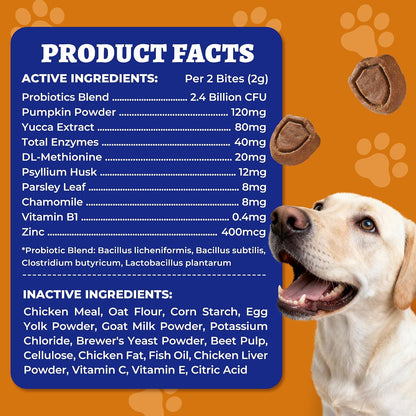 260 Bites No Poo Chews for Dogs Coprophagia Relief with Probiotics | Stool Eating Deterrent for Dogs - Chicken & Pumpkin Flavor Supports Digestive & Gut Health, Breath Freshener & Immune System
