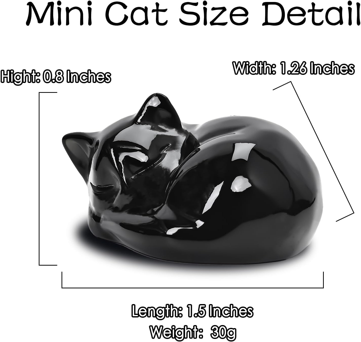 Crystal Cat Figurine, 1PC Black Obsidian Cat, Natural Sleeping Cat Ornament Hand Carved Cat Statue Cat Home Decor Crystal Decoration for Cat Lovers, Gift 1.5"