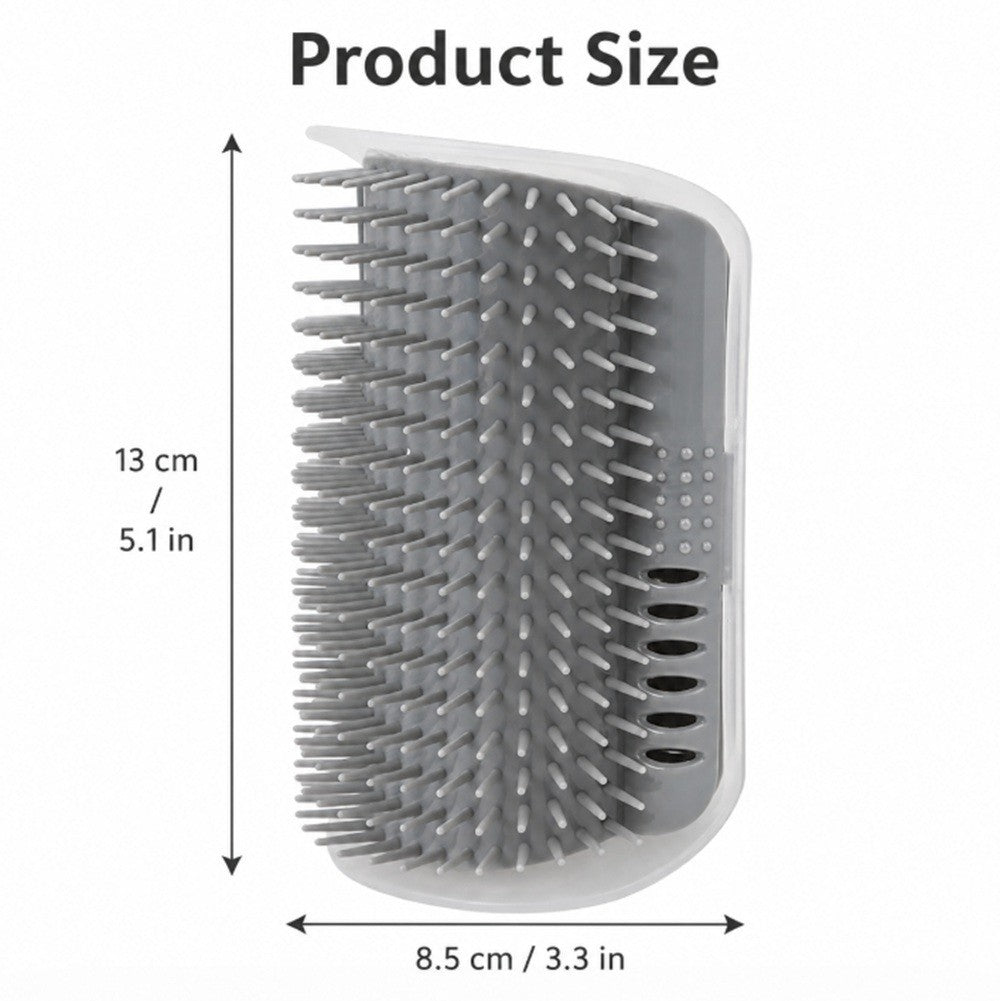 Cat Self Groomer Wall Brush Corner Face Scratcher Massage Comb Catnip Holder