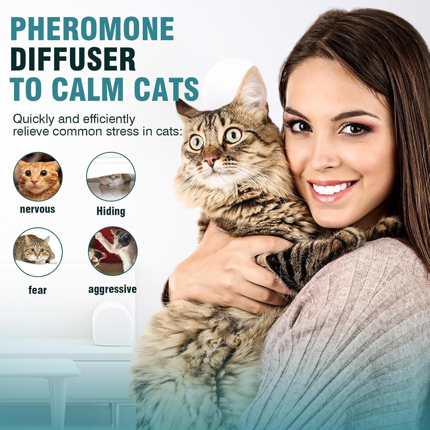 Cat Calming Diffuser 8 in 1 Multicat Pheromone Diffuser Pheromones to Calm Stress and Anxiety Relief Products Plug in Refill anti Aggression for Cats Spraying No More Stop Cat from Urinating, Blue