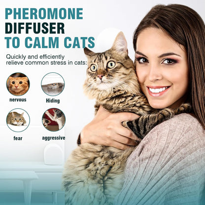 Cat Calming Diffuser 8 in 1 Multicat Pheromone Diffuser Pheromones to Calm Stress and Anxiety Relief Products Plug in Refill anti Aggression for Cats Spraying No More Stop Cat from Urinating, Blue
