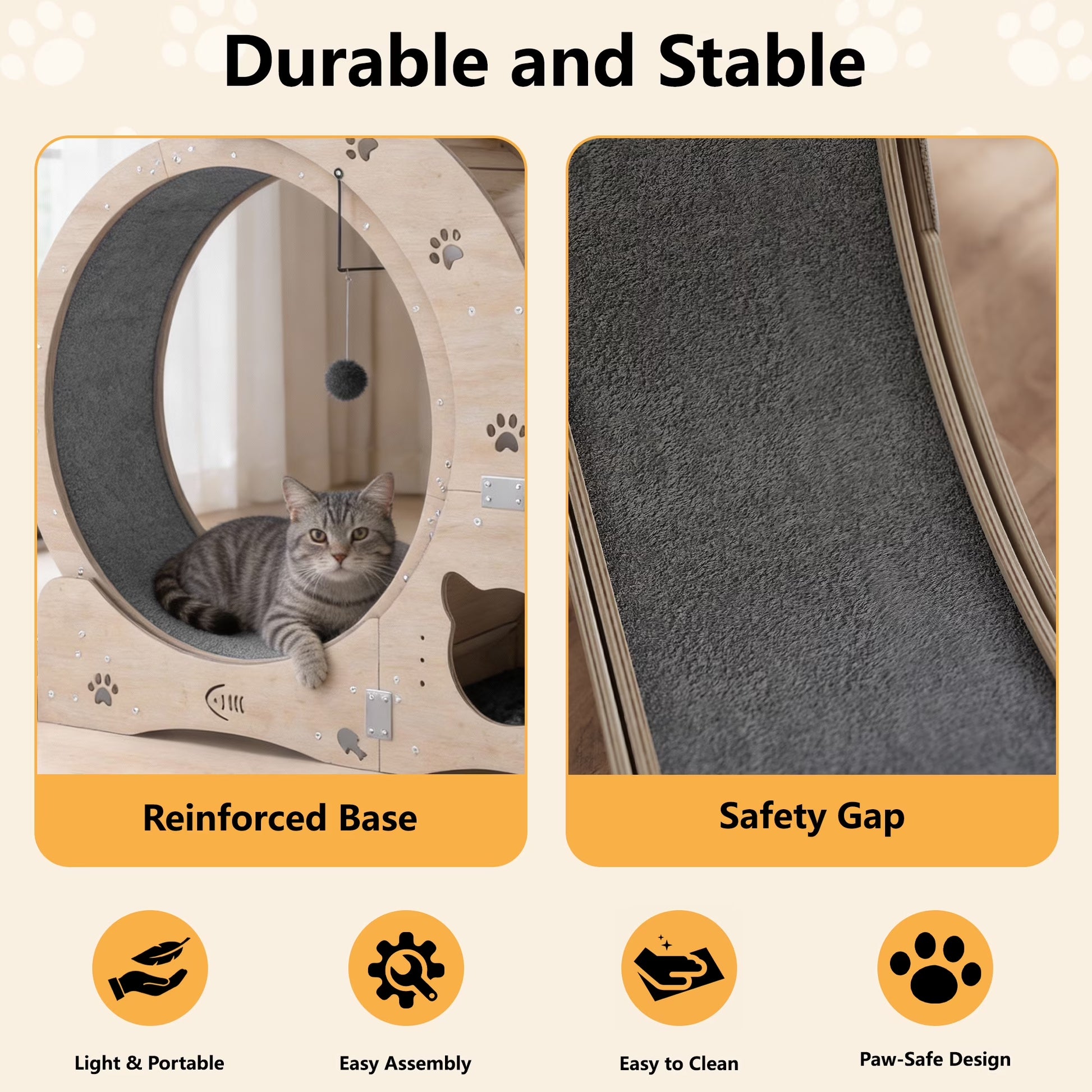 7-In-1 Cat Exercise Wheel, 40" Cat Running Wheel for Indoor Cats
