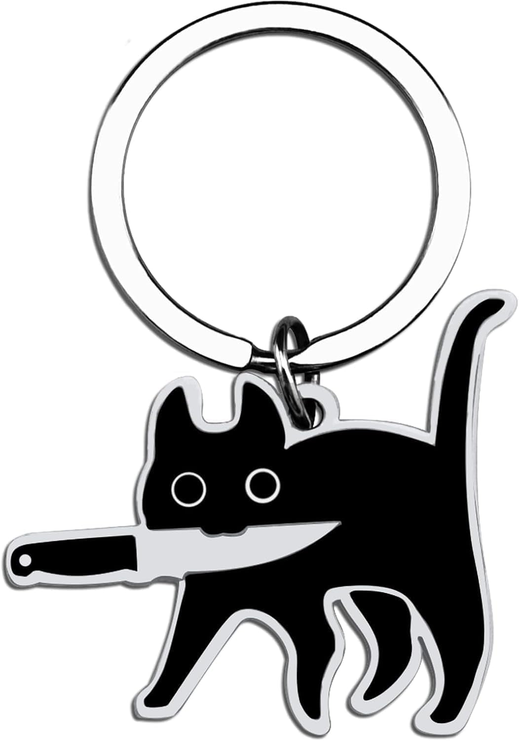 Keychain Cat Lover Gifts for Women Men Black Cat Stuff Keyring for Cat Dad Mom Cool Stuff Cat Decor Funny Halloween Basket Christmas Gifts for Cat Lovers Teen Boys Teen Girls Stocking Stuffers