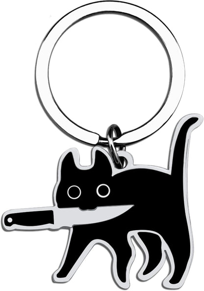 Keychain Cat Lover Gifts for Women Men Black Cat Stuff Keyring for Cat Dad Mom Cool Stuff Cat Decor Funny Halloween Basket Christmas Gifts for Cat Lovers Teen Boys Teen Girls Stocking Stuffers