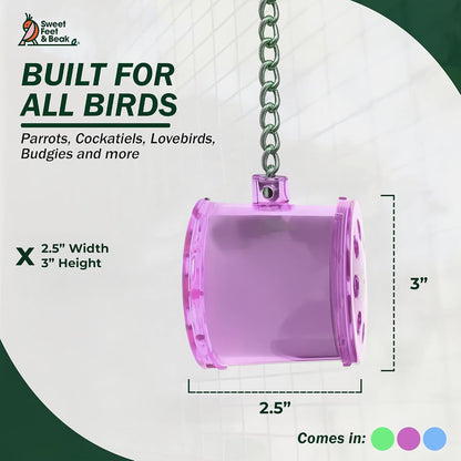 Shred Master, Small, 2.5" Plastic Bird Shredding Toy | Pull & Shred Paper Roll, Durable Bird-Proof Design, Treat Fillable, Quick Link Hanger, Bird Training Toys for Parrots, Macaws