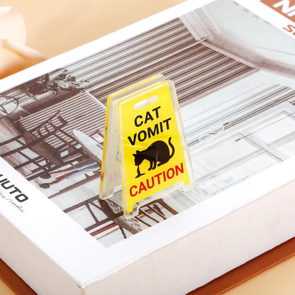 Funny Cat Vomit Caution Sign, Stocking Stuffers for Women Cat Owner Cat Decor for Cat Lovers Mom Dad Owner, Kitty Vomits Warning Signs Desk Decorations, Christmas Birthday Gifts