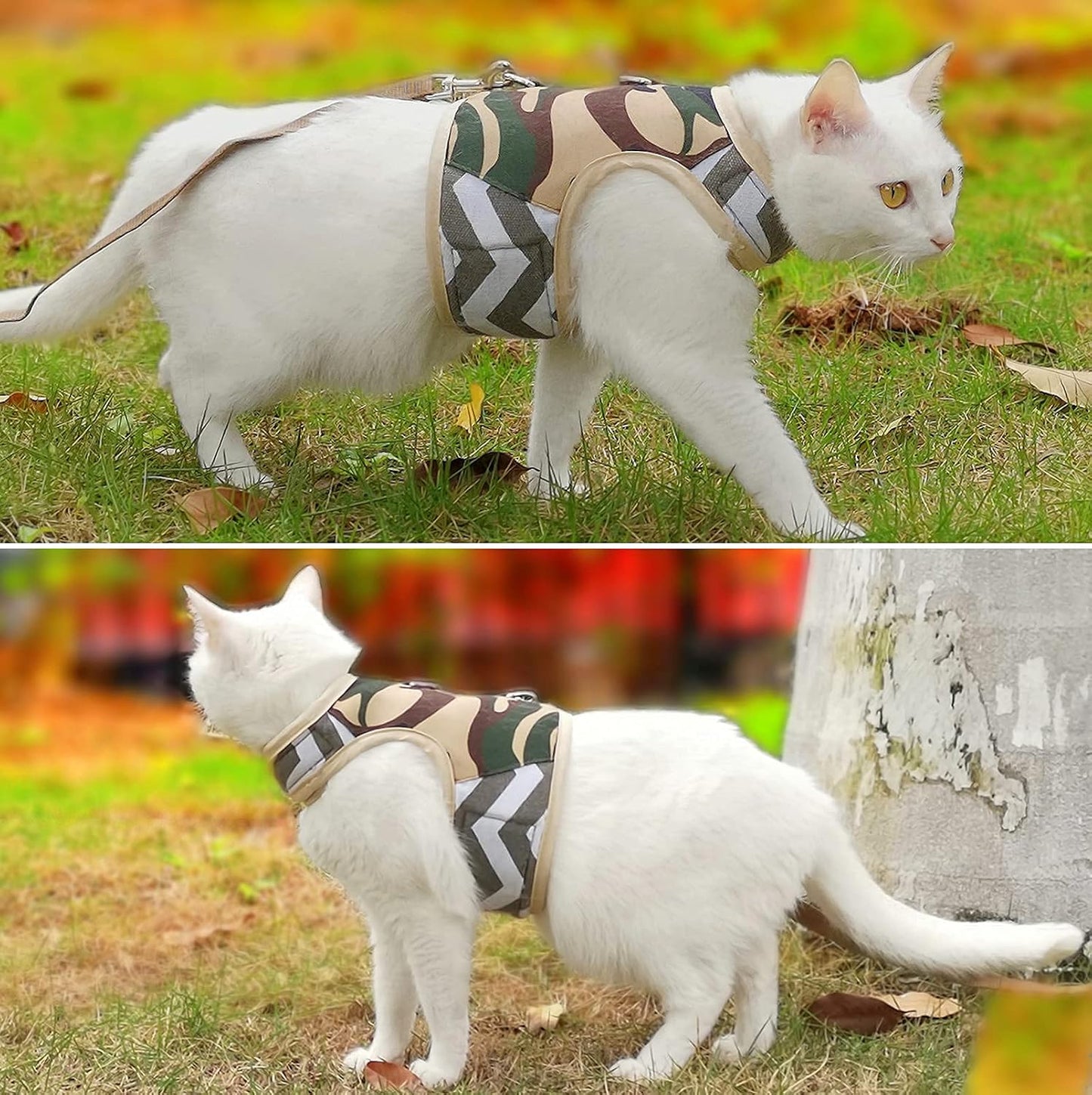 Cat Harness and Leash Set, Camo Green, X-Small | Escape Proof, Vest Style, Adjustable, Soft, Lightweight, Bulk-Free