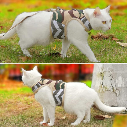 Cat Harness and Leash Set, Camo Green, X-Small | Escape Proof, Vest Style, Adjustable, Soft, Lightweight, Bulk-Free