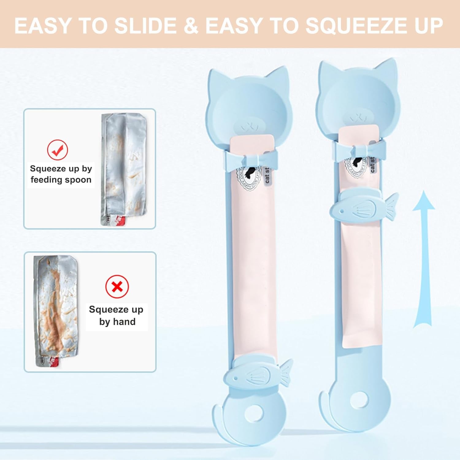 -3PCS Cat Treat Spoon Squeeze,Cat Strip Feeder Spoon,Easy Feeding Spoons for Licky Treats,Pet Food Spoons for Wet Food, Suitable for Churu Paste Treat(3 Color)