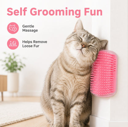 Cat Self Groomer Wall Brush Corner Face Scratcher Massage Comb Catnip Holder