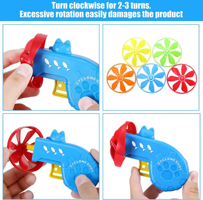 18 Pieces Interactive Cat Fetch Tracking Toys with 5 Colors Flying Propellers for Indoor Pet Kitty Training Chasing (Blue Cat Theme Design)