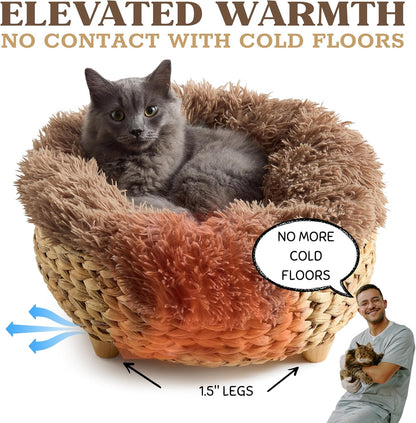 Cat Luxury Cat Bed for Indoor Cats, Plush Furniture for Comfort and Relaxation, Soft Covered Nest for Cats, Washable Warm Design with Modern Zen Style