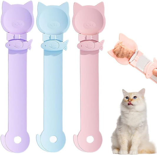 -3PCS Cat Treat Spoon Squeeze,Cat Strip Feeder Spoon,Easy Feeding Spoons for Licky Treats,Pet Food Spoons for Wet Food, Suitable for Churu Paste Treat(3 Color)